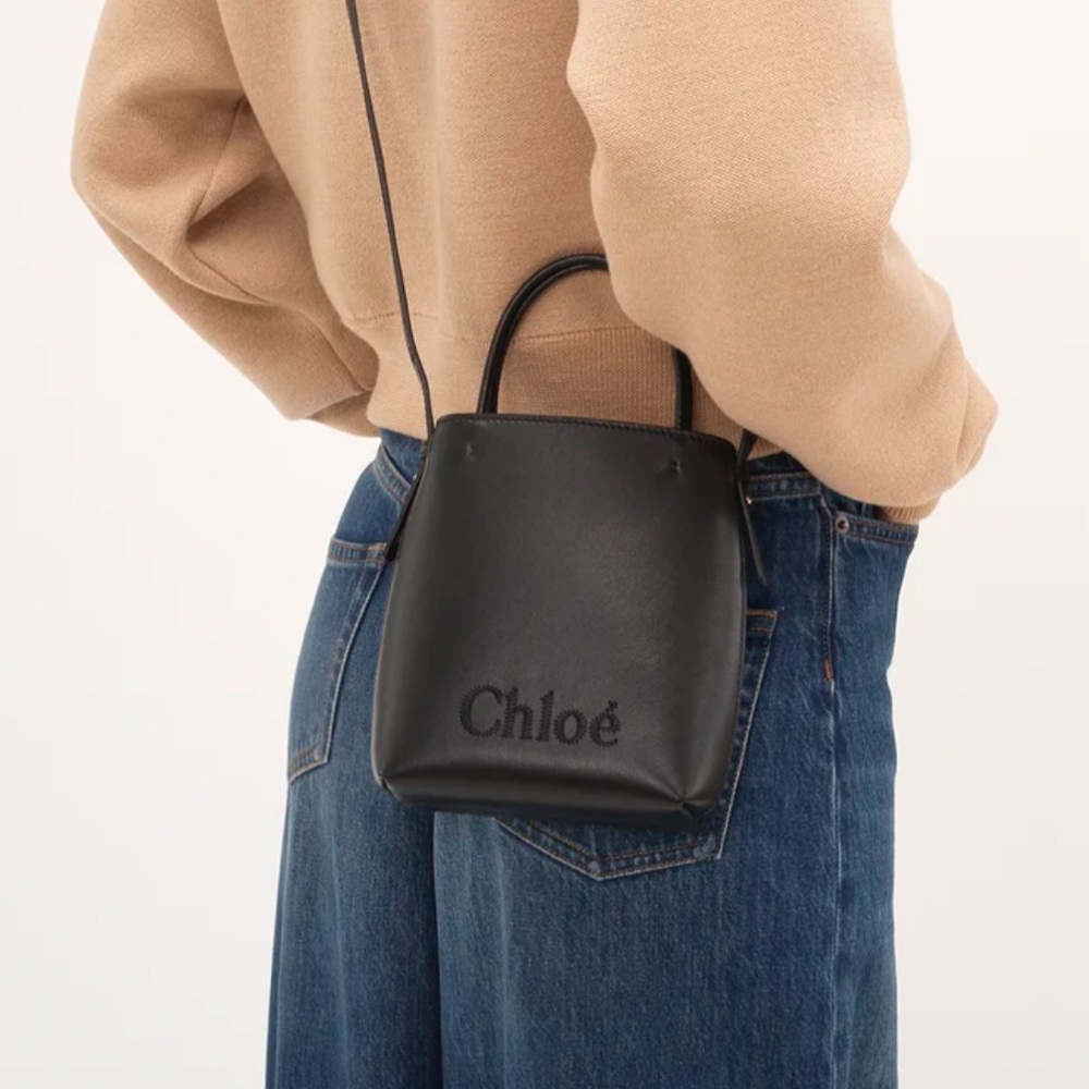 NWOT Micro Chloe sense tote bag in black leather